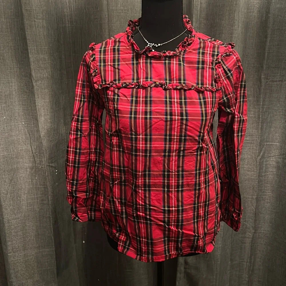 Red Plaid J. Crew Blouse